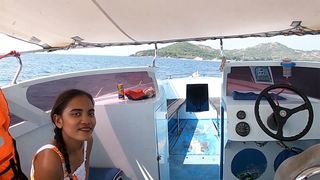 Rented a boat for a day and had sex on it with Asian teen GF